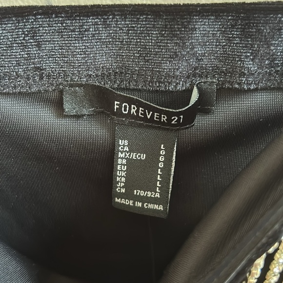 Forever 21 Jewel Fringed Black Velvety Mini Dress NWT Size Large - Picture 3 of 8